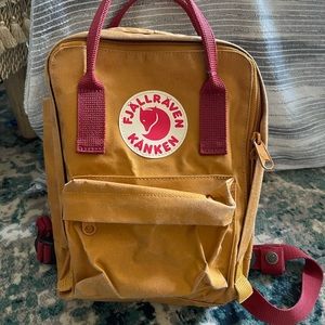 Fjallraven Mini Gold & Burgundy Backpack